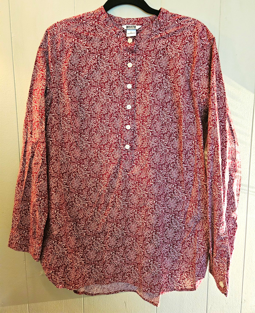 Duluth Trading Co. Women's XL Cotton/Spandex Floral Long Sleeve Half Button-Up